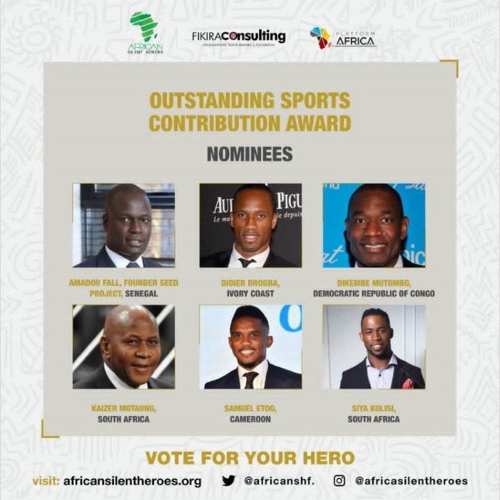 African governments, sporting icons Eto’o and Drogba shortlisted for 2020 Frontline Heroes Awards